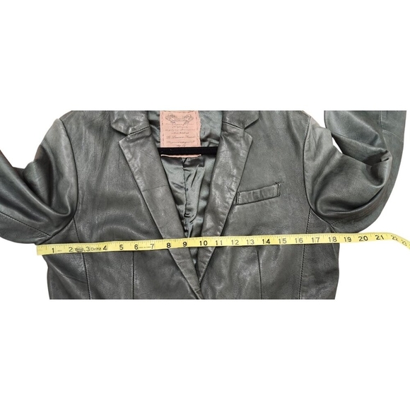 Vintage Leather Blazer Jacket Women’s EU38/US6 Green Notched Lapel Single Button - Picture 10 of 11